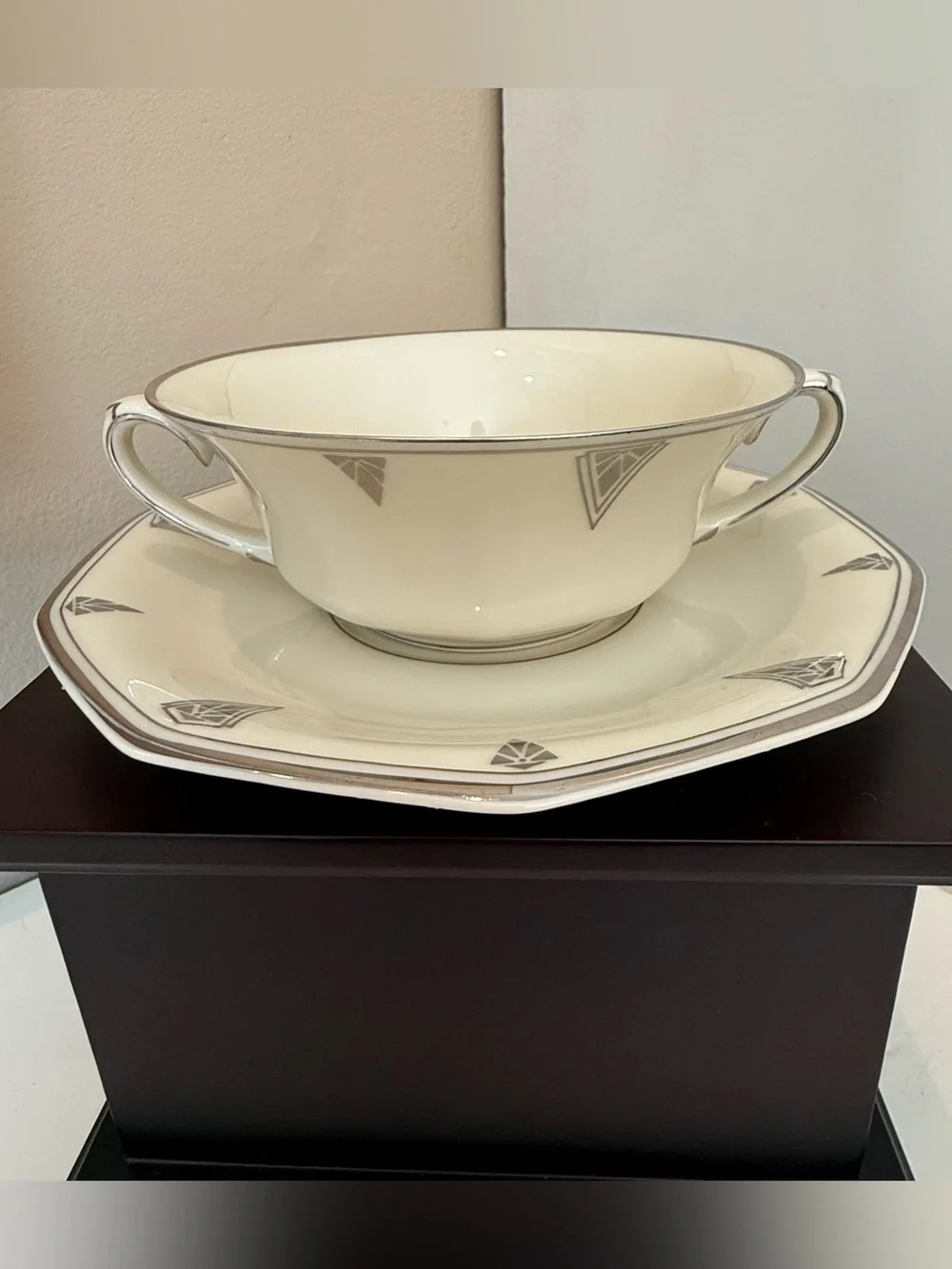Community China Deauville Cream Soup Bowl & Underplate Bavaria Germany Art Deco